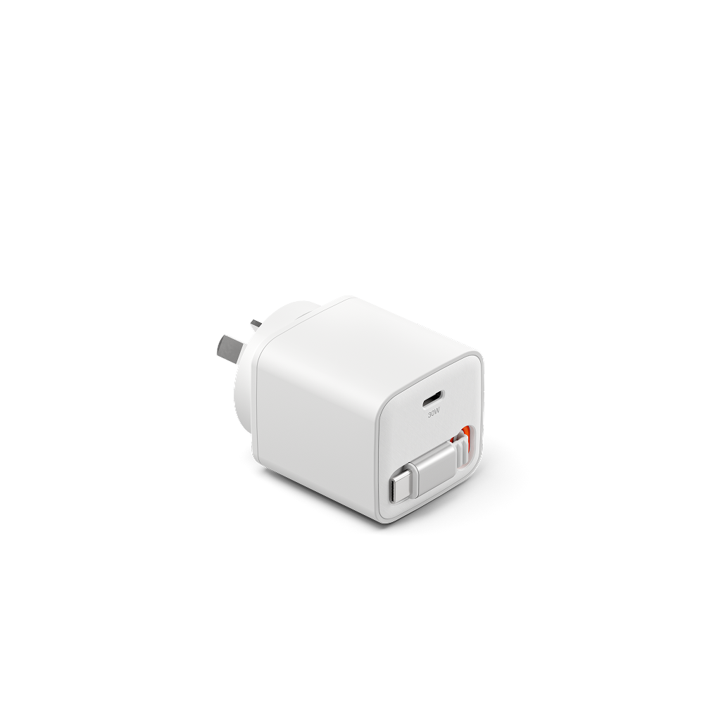 30W USB-C GaN Wall Charger with Retractable Cable