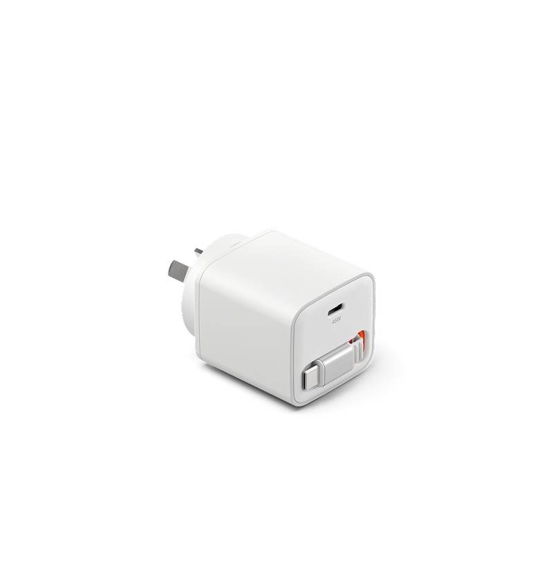 45W USB-C GaN Wall Charger with Retractable Cable