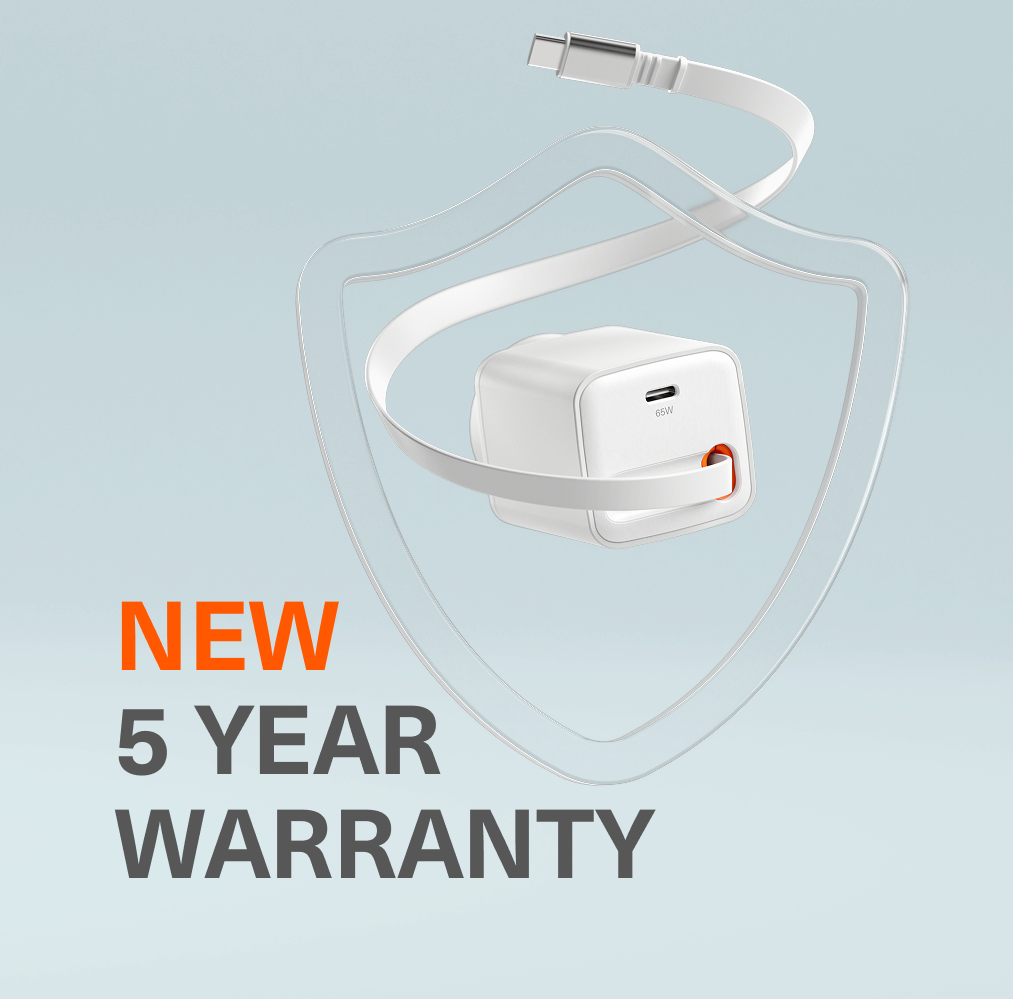 65W USB-C GaN Wall Charger with Retractable Cable