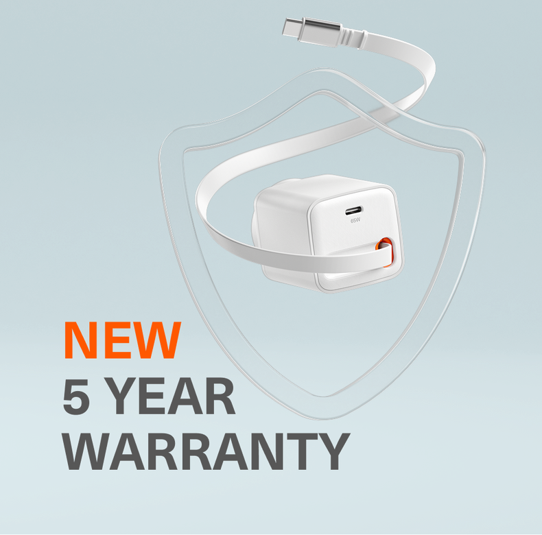 65W USB-C GaN Wall Charger with Retractable Cable