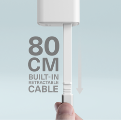 65W USB-C GaN Wall Charger with Retractable Cable