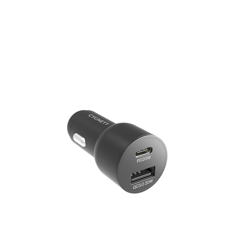 20W Dual Port Car Charger with 20W USB-C PD + 20W QC 3.0 - Cygnett (AU)