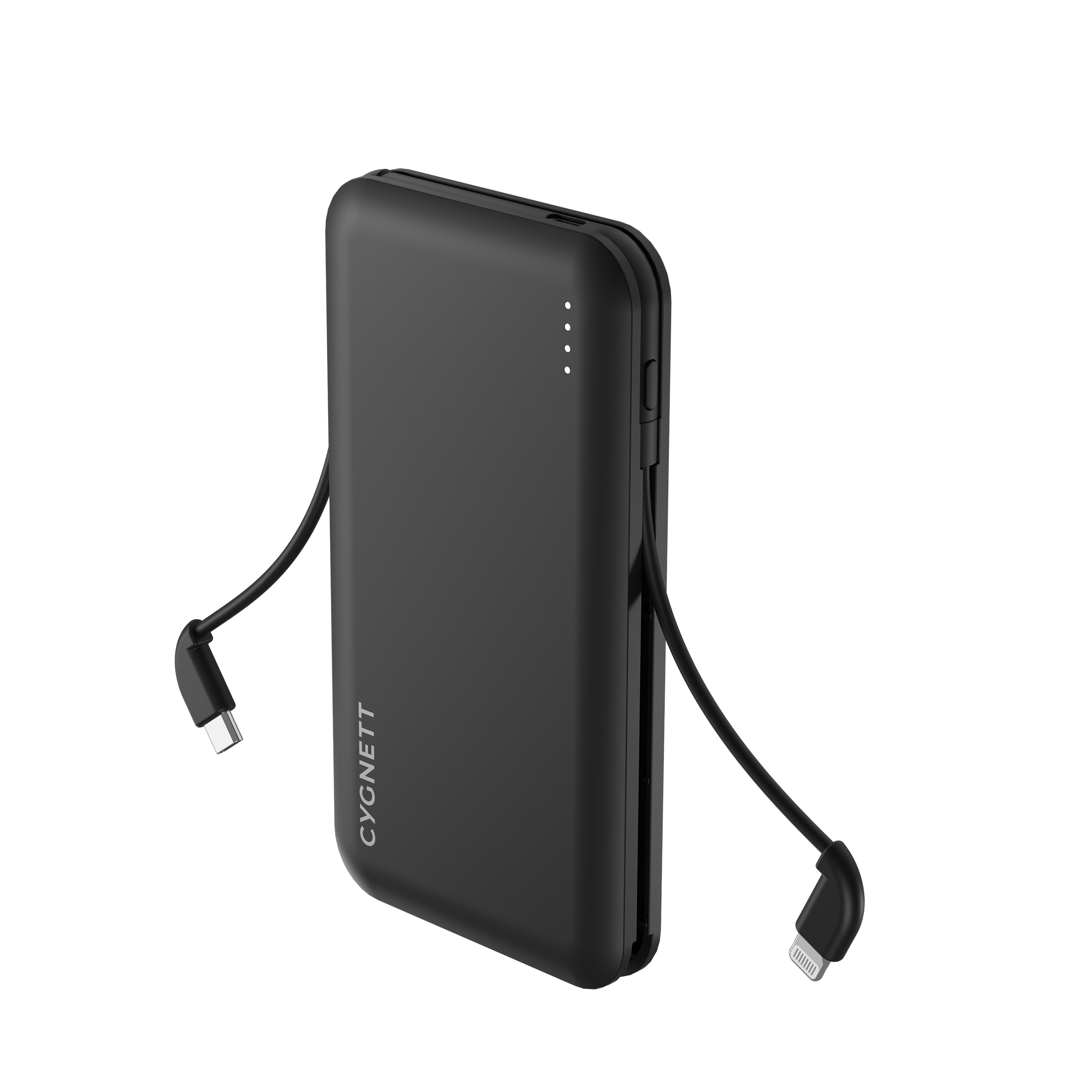 10,000 mAh Power Bank with Integrated Charging Cables - Black - Cygnett (AU)