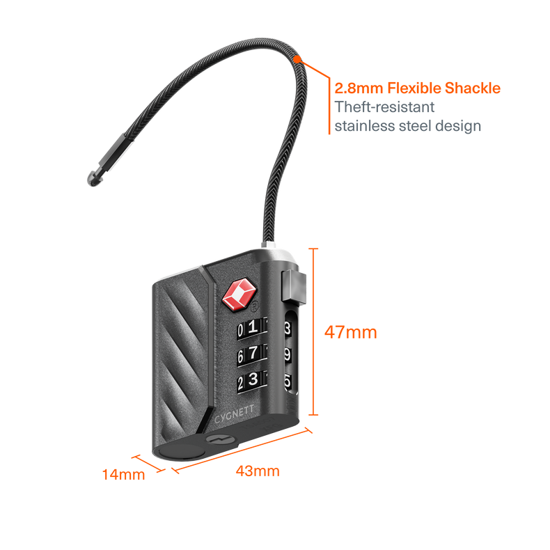 Bluetooth® TravelTag TSA Lock with USB-C Recharging