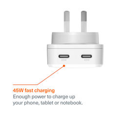 Dual USB-C GaN Slim Wall Charger 45W