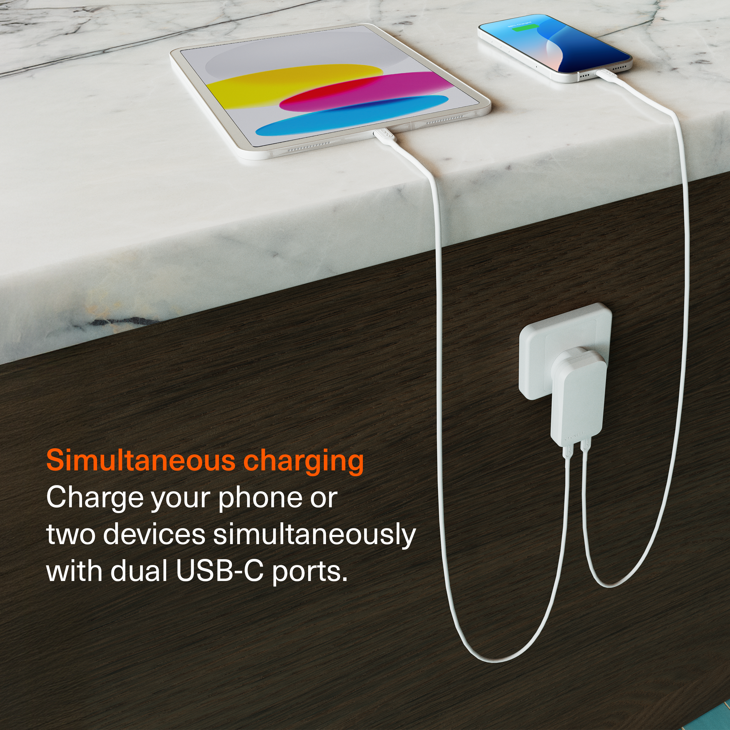 65W Dual USB-C GaN Slim Wall Charger